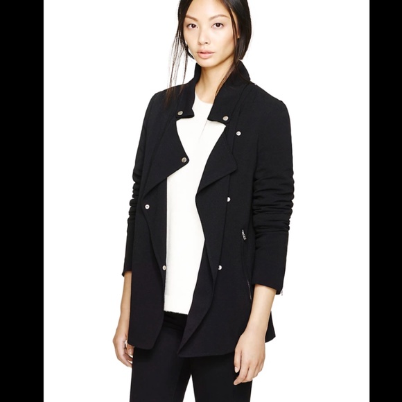 Aritzia Wilfred Mayet Black Crepe Moto Jacket Medium - Picture 8 of 12